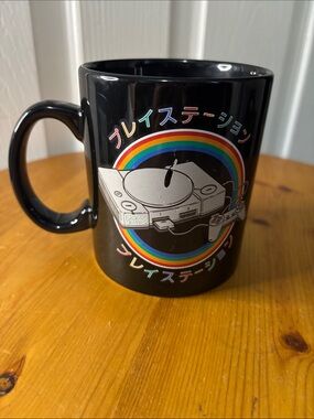 Black Retro PlayStation Console Rainbow Mug